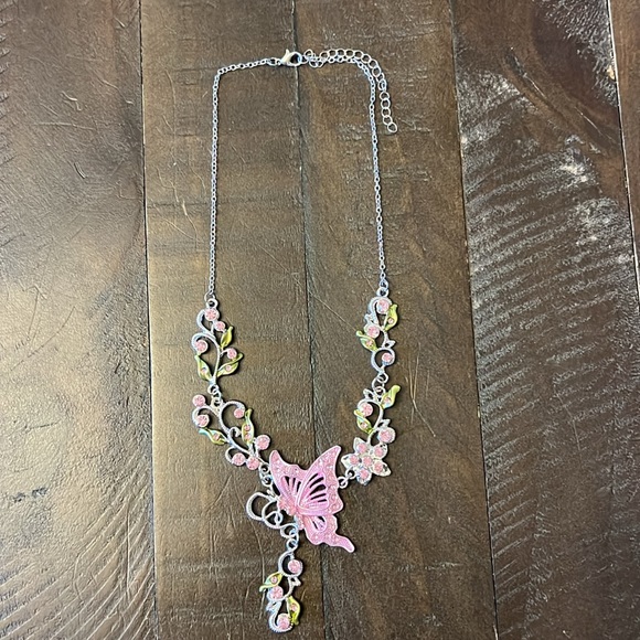 Fairy core Pink rhinestone butterfly necklace. Lots of SPARKLE. ✨ - Picture 4 of 4